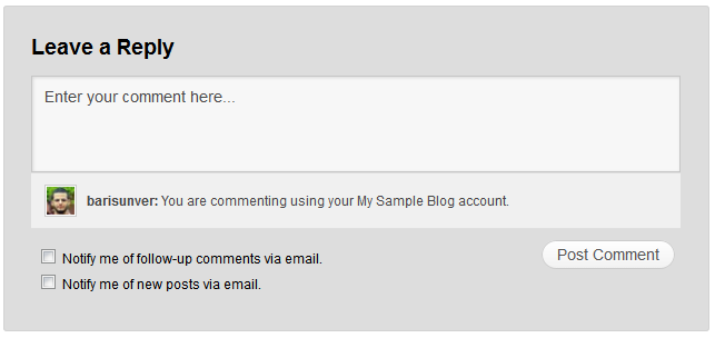 Leaving a reply while logged in